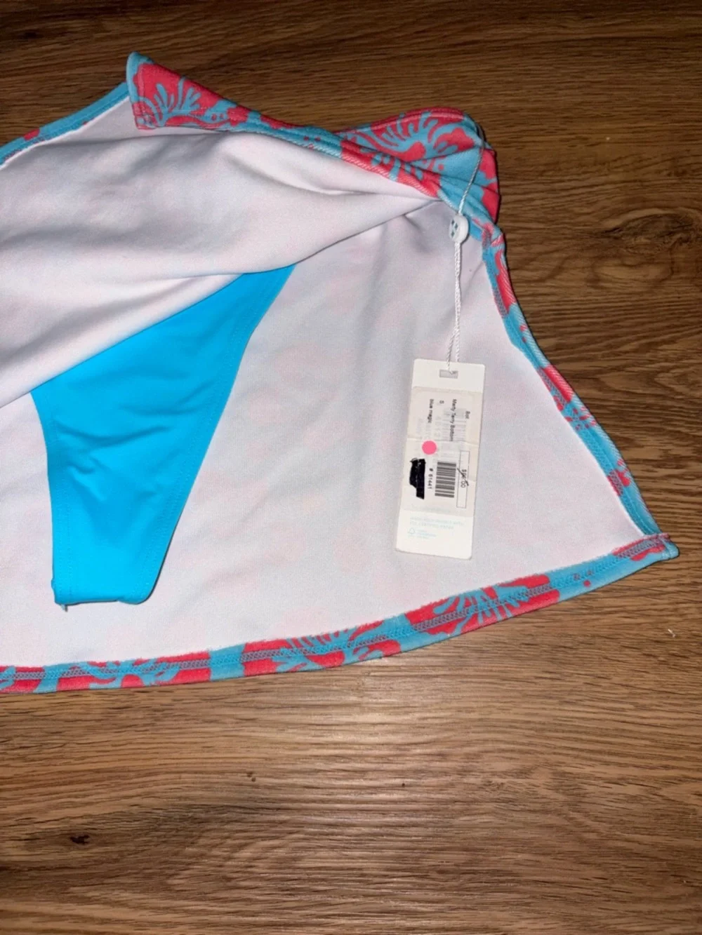 Frankie's Bikinis Blue and Red Floral Swim Skirt